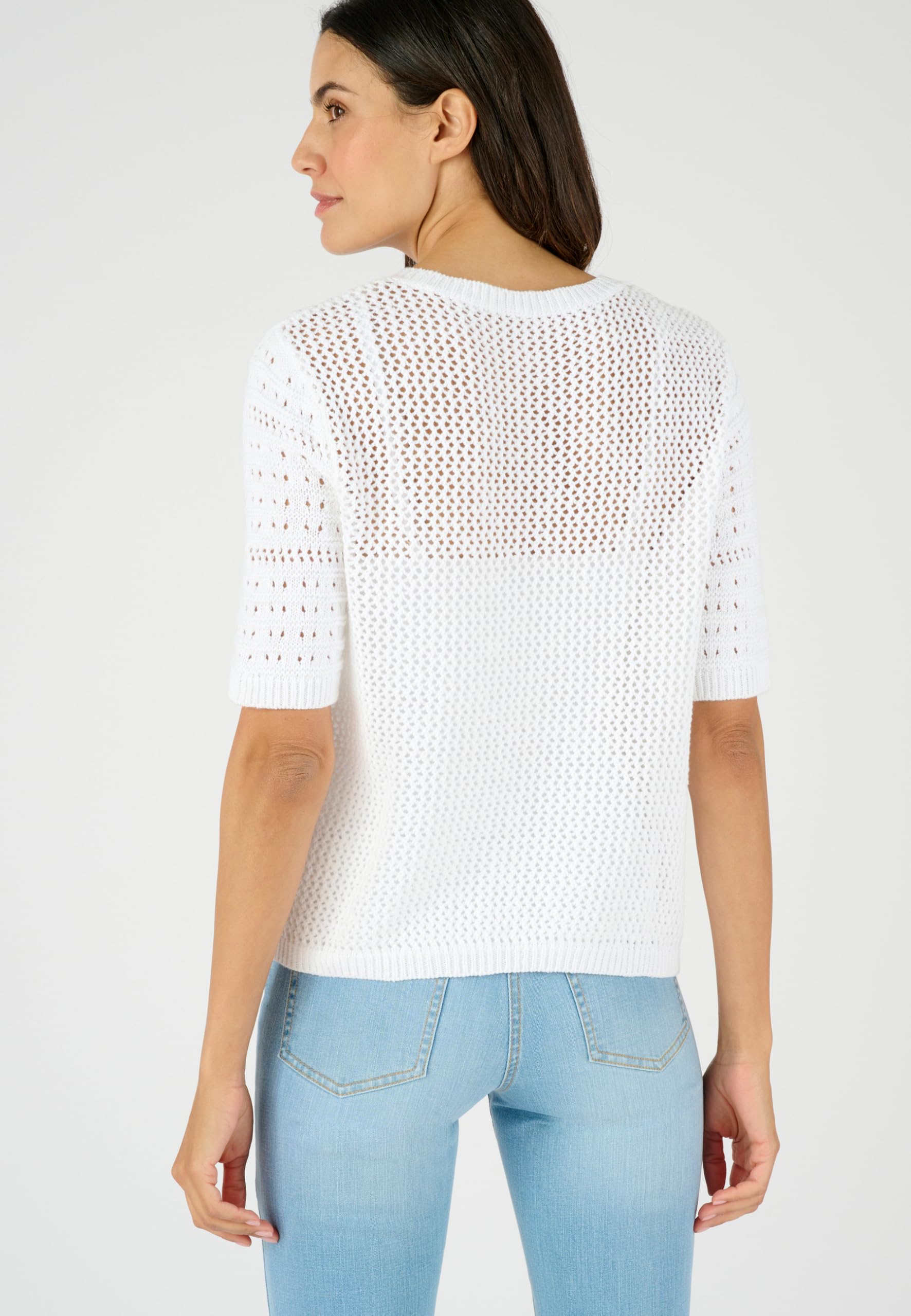 Damart Prêt-à-porter Giubbotto bolero Maglia Donna XS bianco cotone traforato