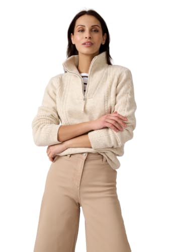 Damart Thermolactyl maglione da donna marrone beige mélange a trecce