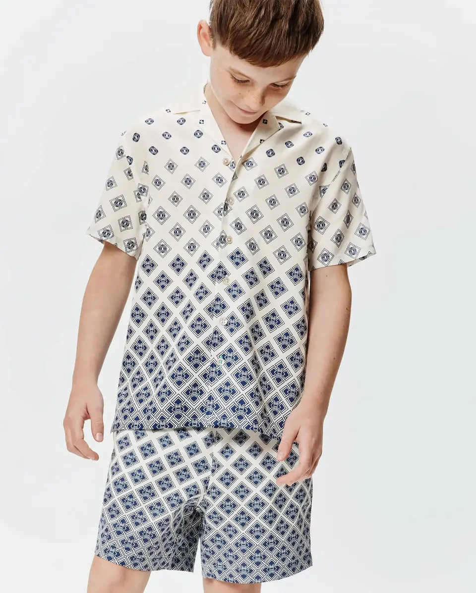 Psycho Bunny Kids Tees KIDS TOBIAS TENCEL SHIRT KT0300030 camicia bianca in Tencel