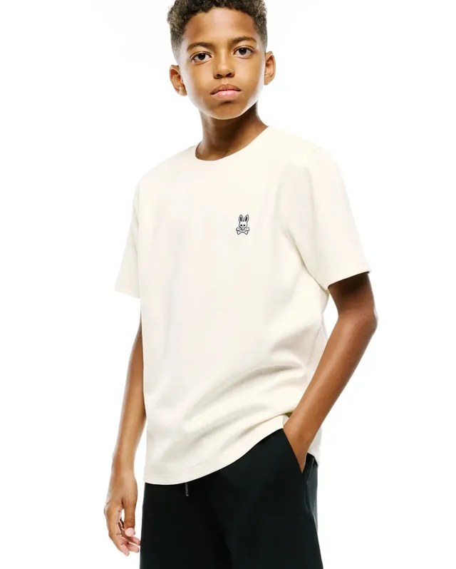 Psycho Bunny Kids Tees Kids Maxton Waffle Tee KT0200267 maglietta bianca elasticizzata