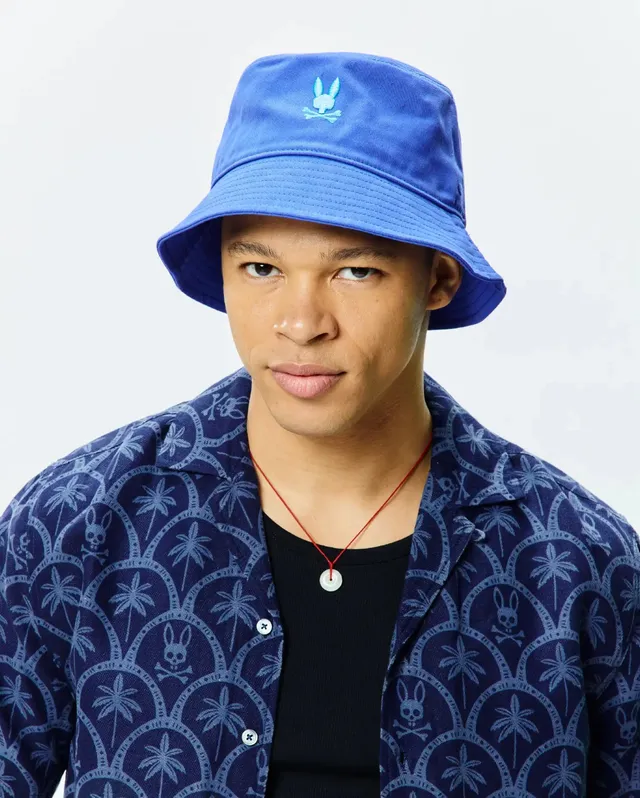 Psycho Bunny Accessories Jimmy Bucket Hat cappello pescatore blu in cotone