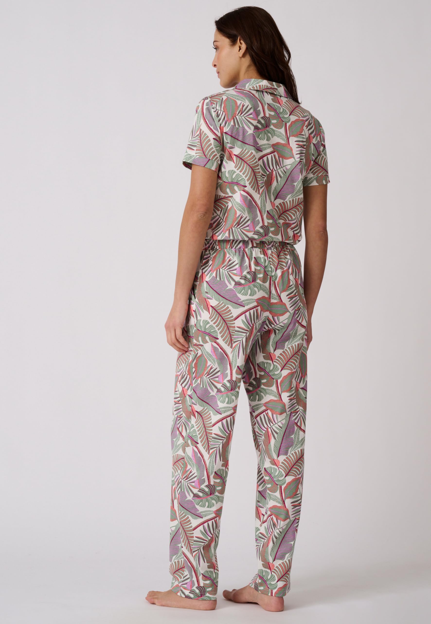 Damart Homewear Pantaloni pigiama donna M Marrone Ecru Tropicale in cotone