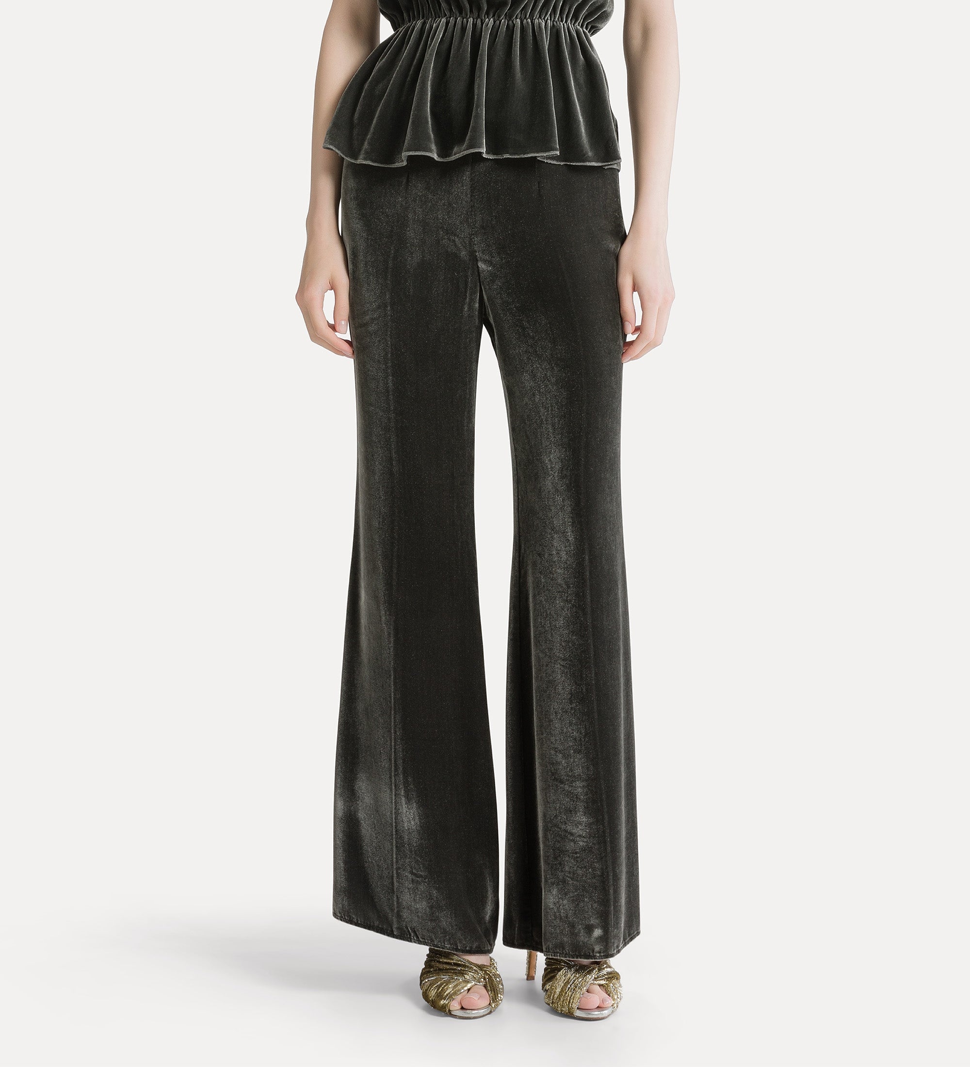 Forte pantaloni viscose and silk velvet trousers pantaloni grigi in velluto
