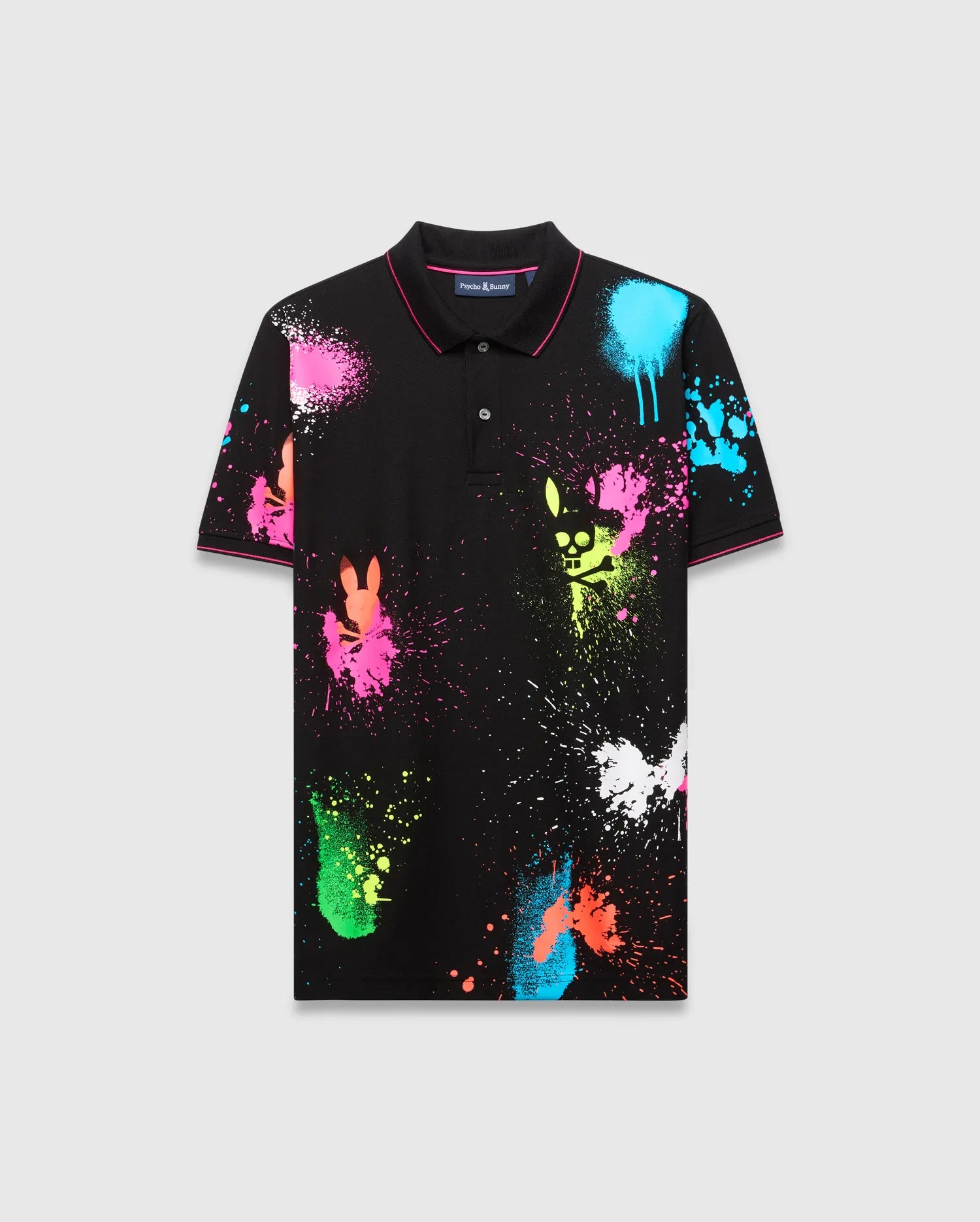 Psycho Bunny Men's Polos Quintin Pique Polo polo nera cotone Pima ricamato