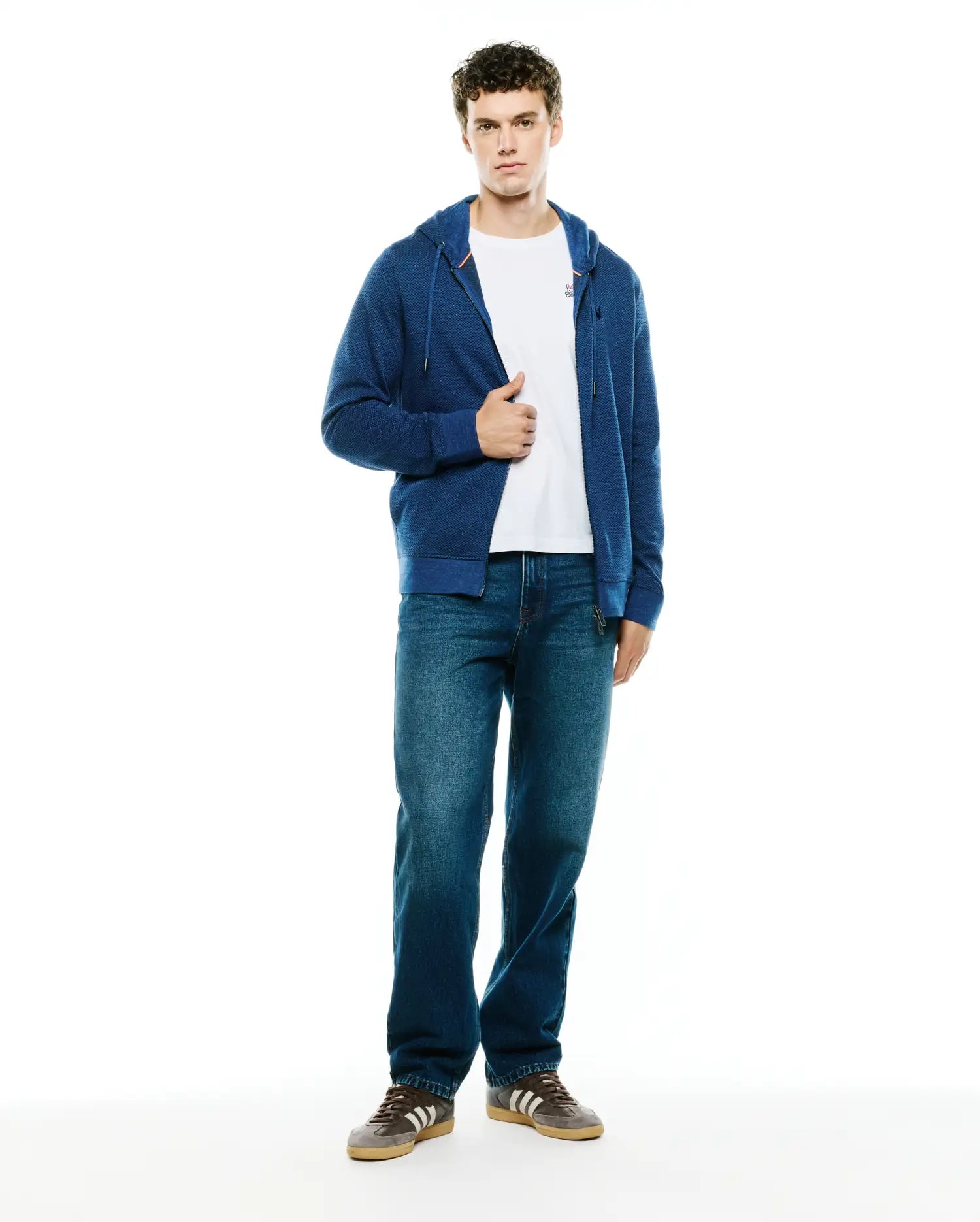 Psycho Bunny Men's Sweatshirts & Hoodies Marc felpa con zip blu elasticizzata