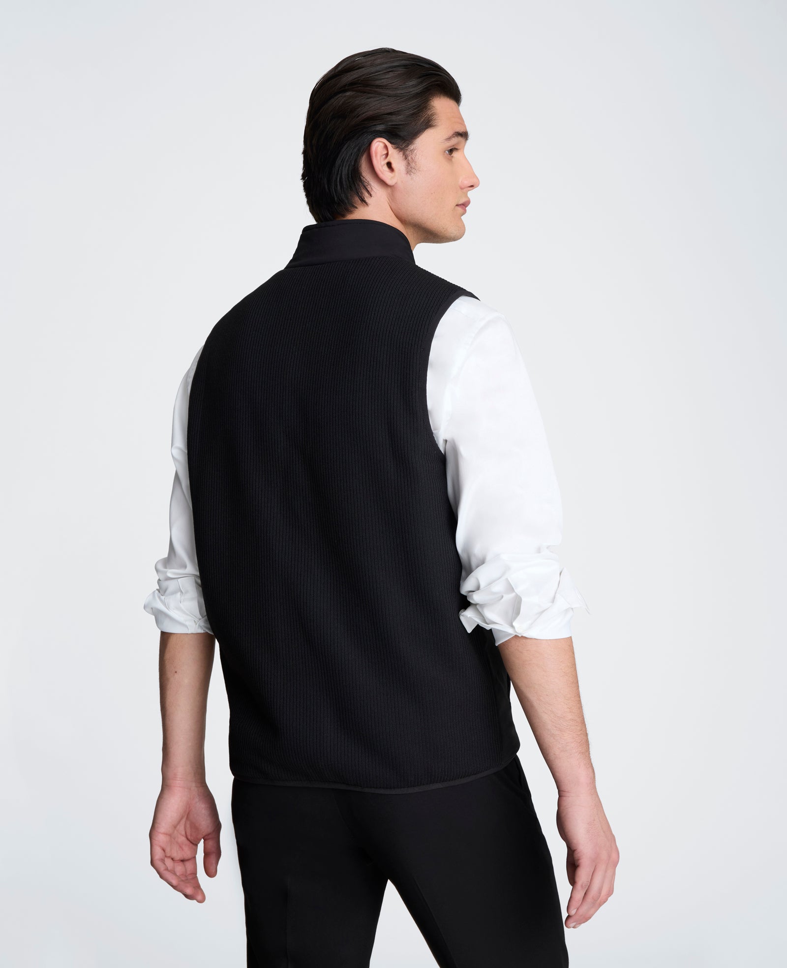 Kenneth Cole Reaction Mixed Media Vest gilet nero leggero imbottito