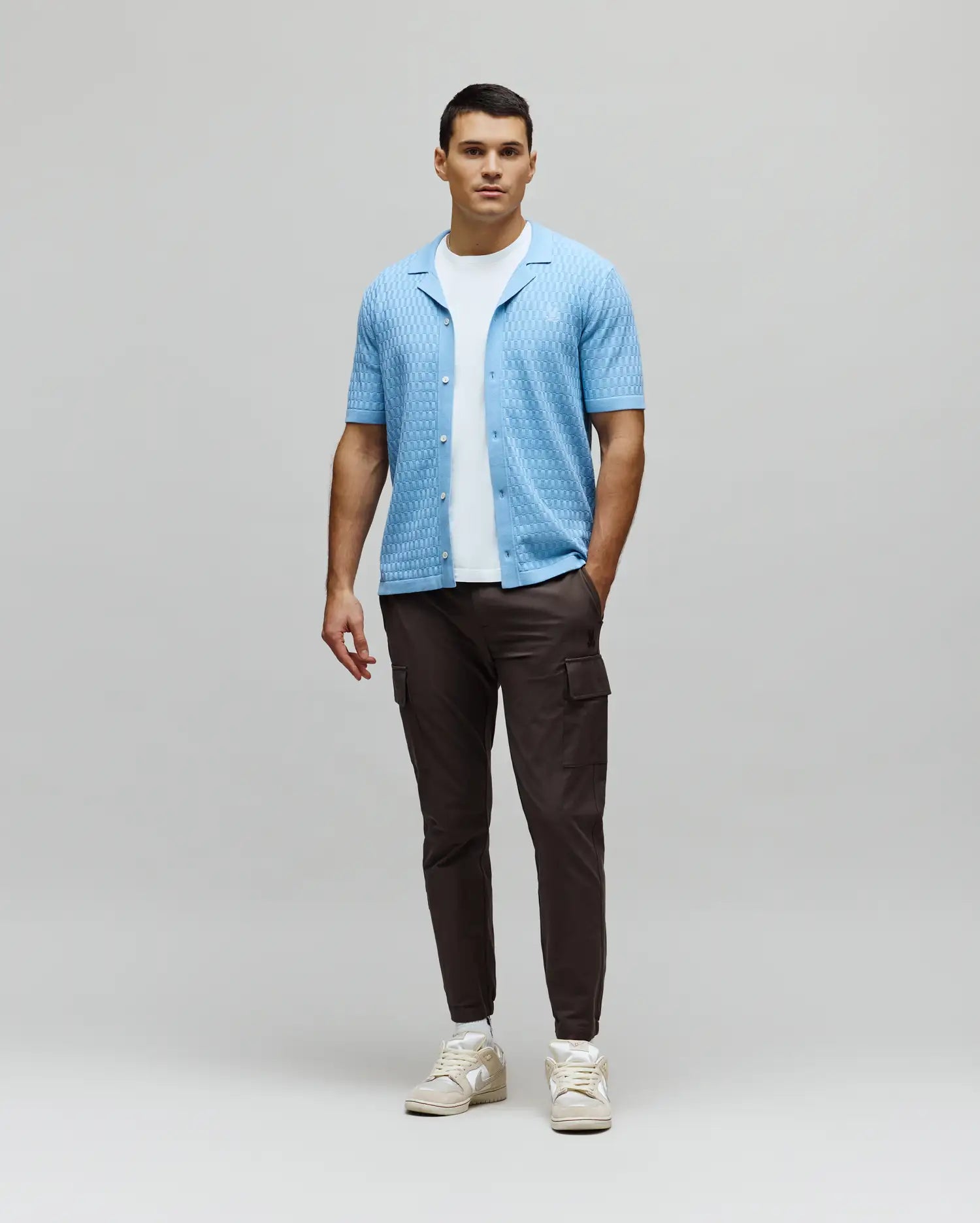 Psycho Bunny Men's Shirts Xandros Knit Shirt MT0300144 camicia Glacier Lake in cotone