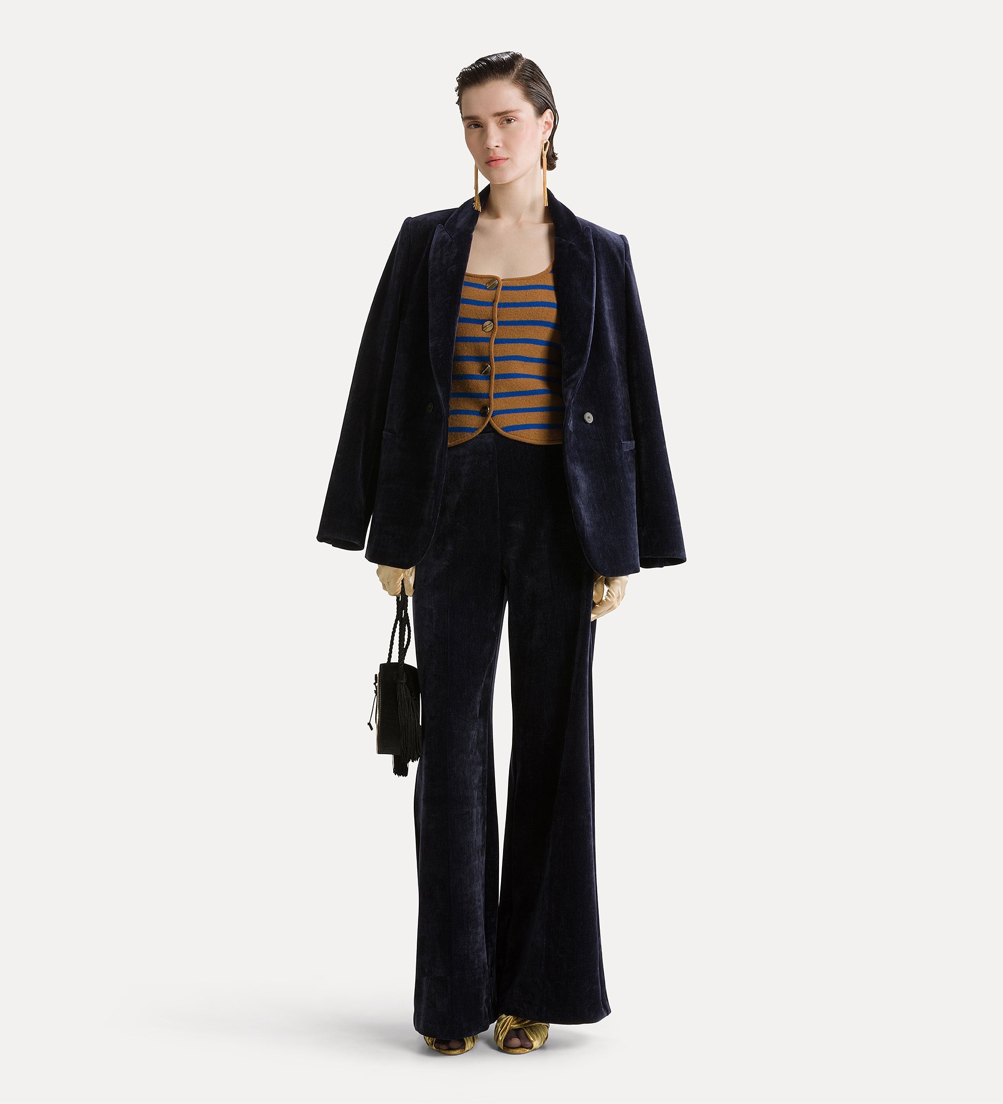Forte pantaloni pantaloni Notte in velluto a vita alta