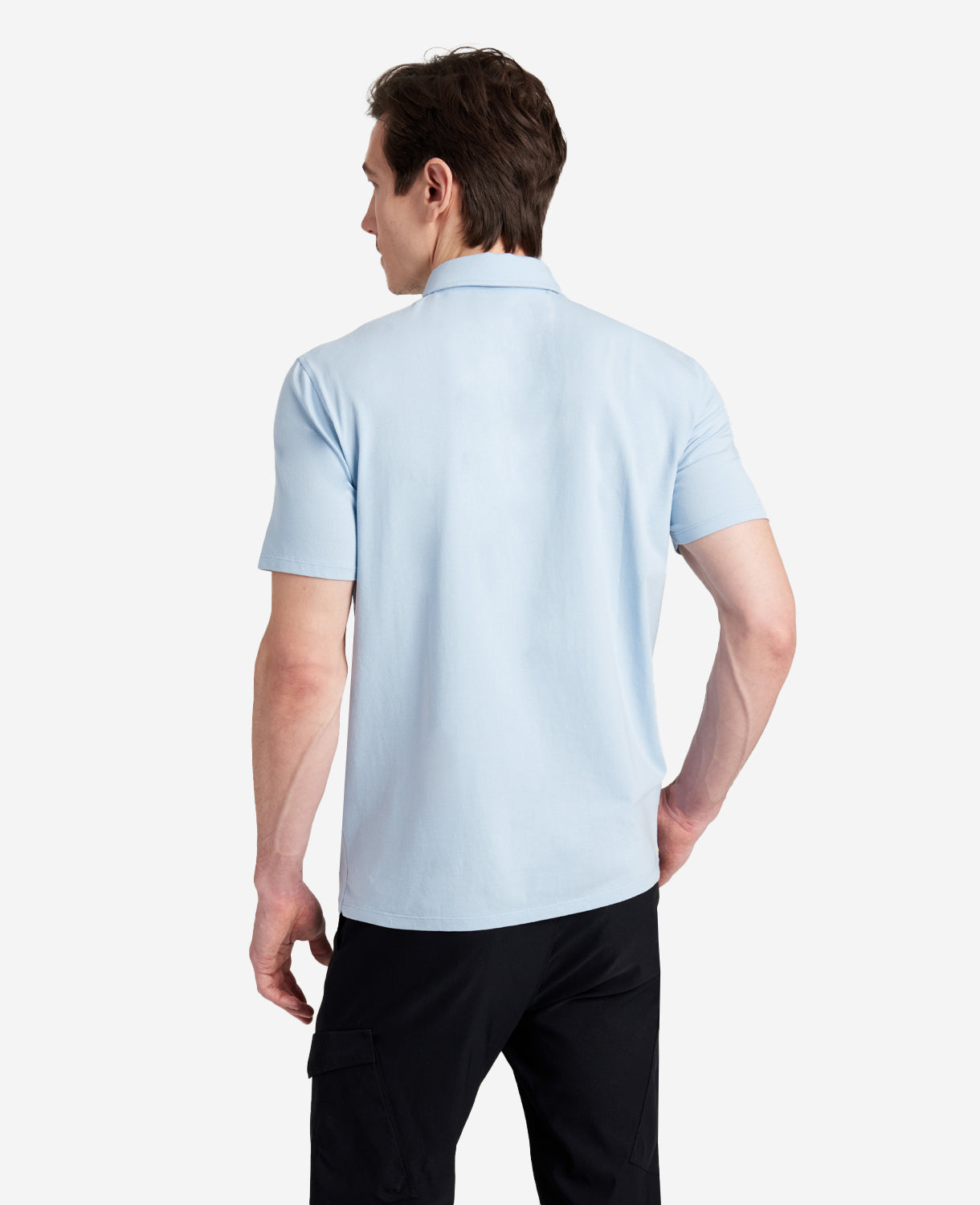Kenneth Cole Reaction Clothing Performance Button Polo polo azzurra elasticizzata
