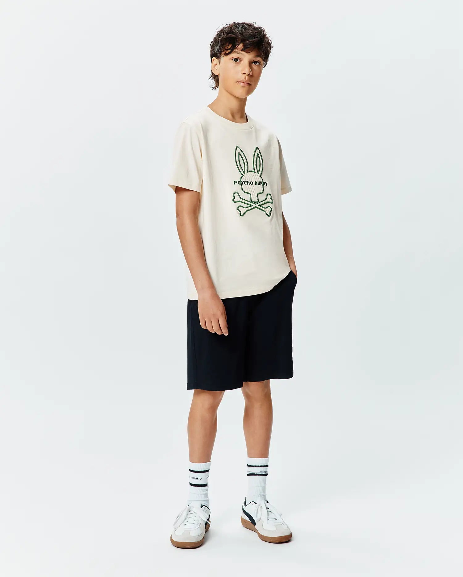 Psycho Bunny Kids Tees Craig Graphic Tee T-shirt bianca in Pima