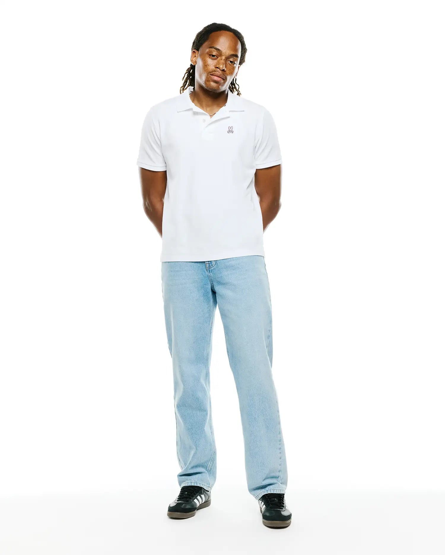Psycho Bunny Men's Polos Classic Pique Polo Shirt B6K001ARPC polo White