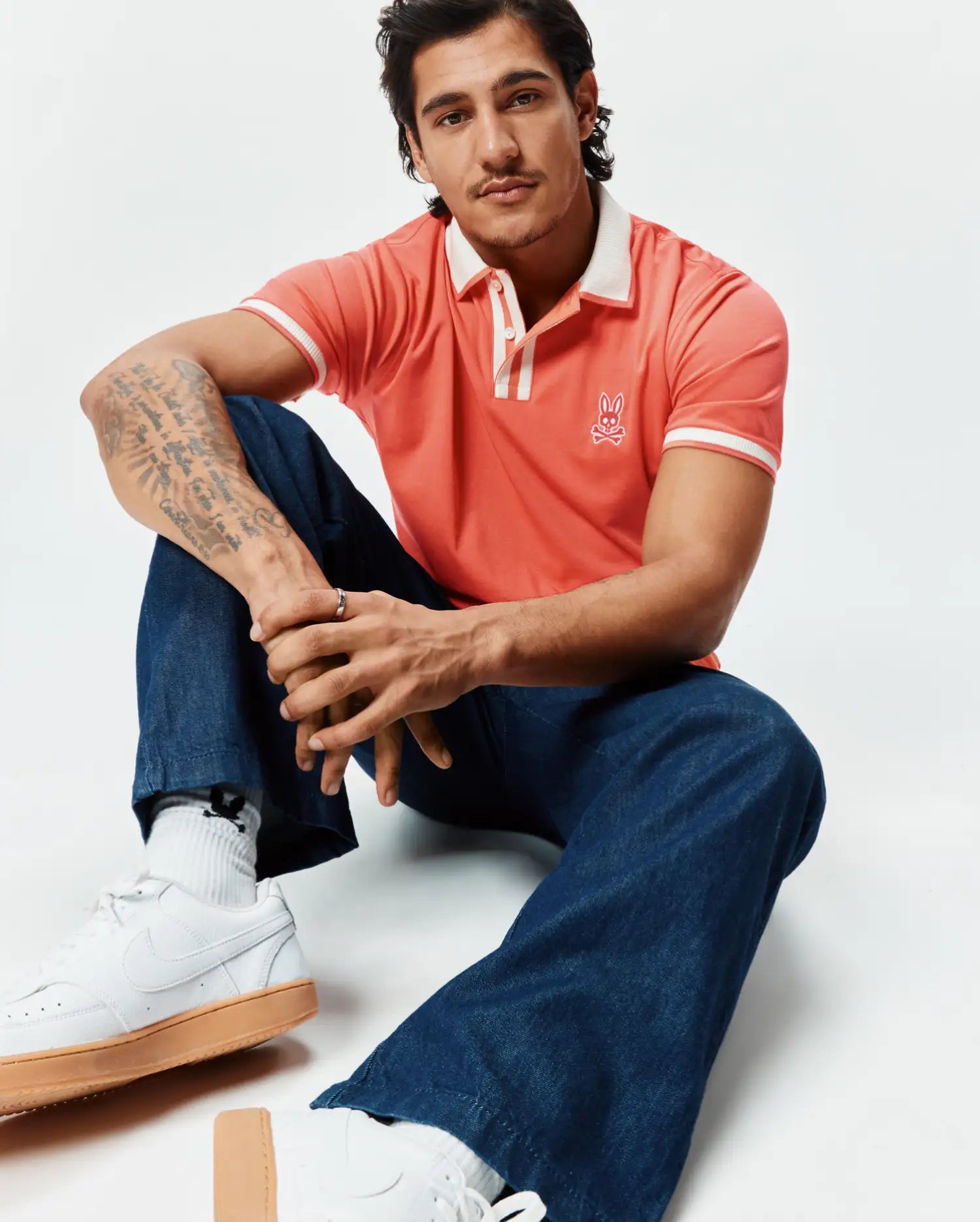Psycho Bunny Men's Polos Ridley Performance Pique Polo arancione