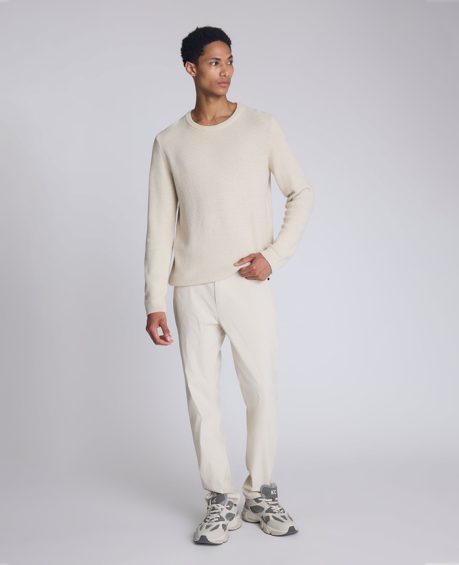 Kenneth Cole Reaction Clothing Popcorn Crew maglione girocollo avorio
