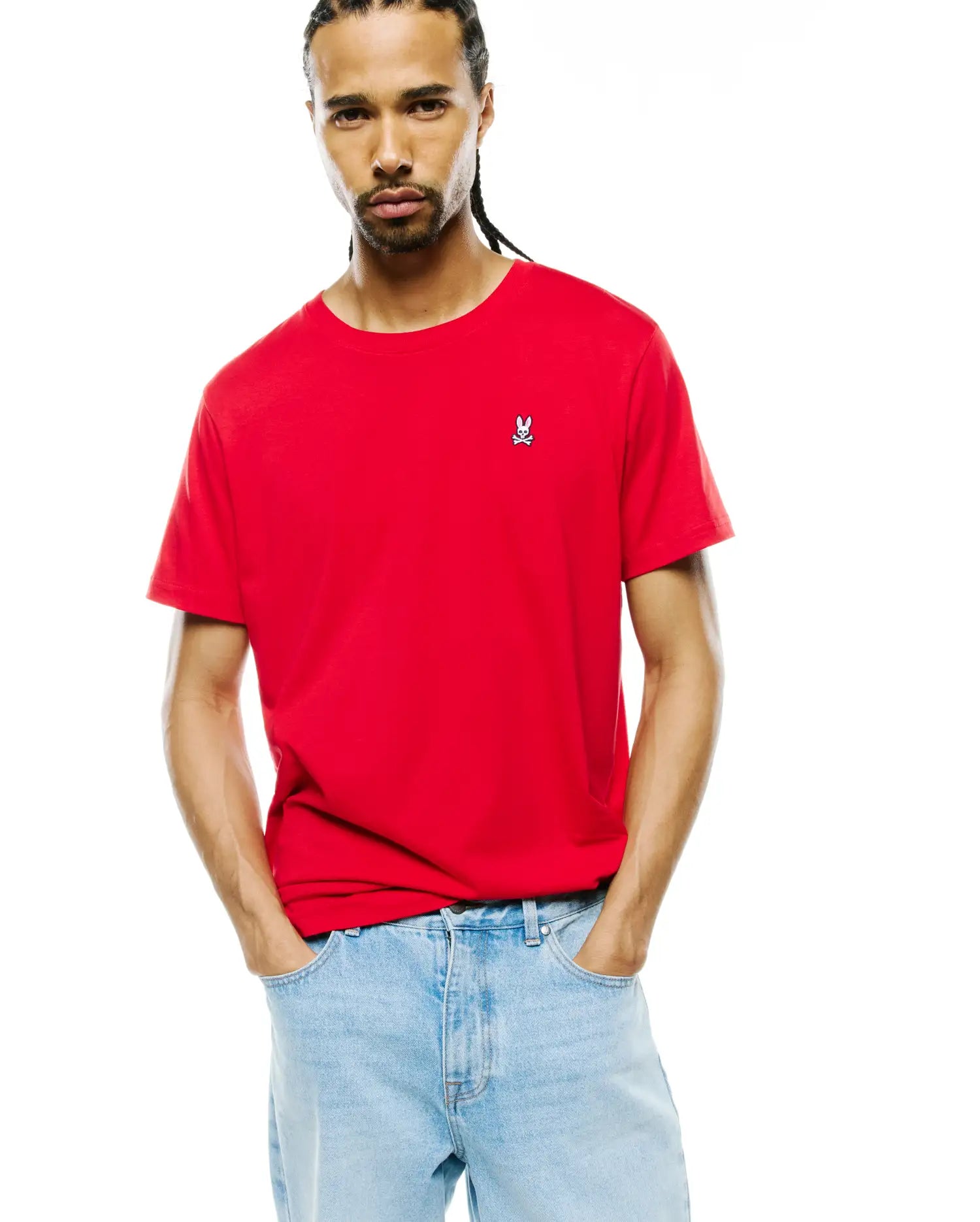 Psycho Bunny Men's Tees Classic Crew Neck Tee B6U014CRPC maglietta rossa cotone Pima
