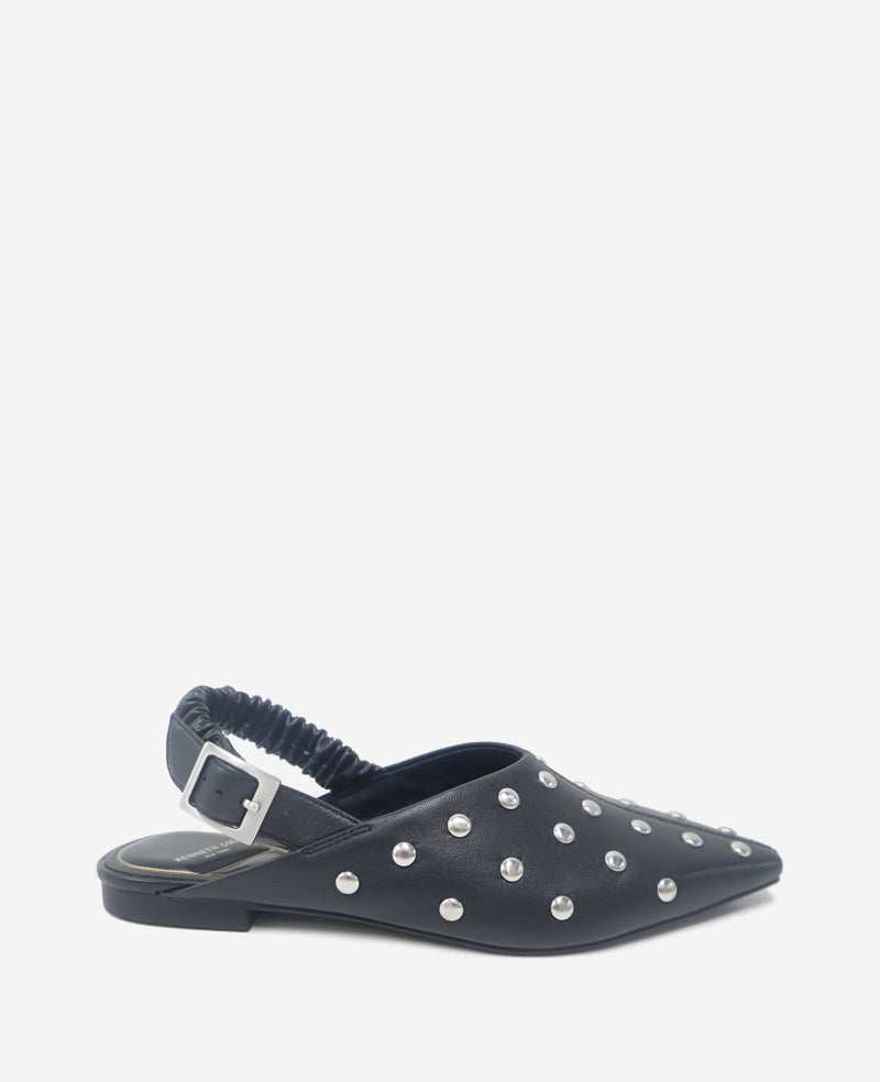 Kenneth Cole Reaction Shoes Nicola Studded Leather Slingback Sandal sandali neri in pelle borchiata