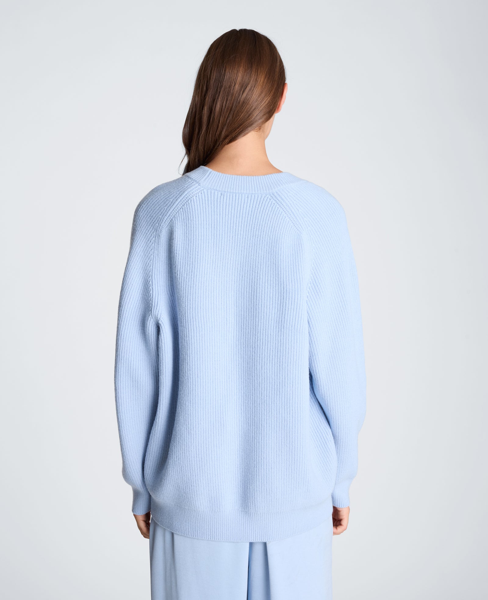 Kenneth Cole Reaction Clothing Oversized V-Neck Raglan Sweater maglione Serene Blue oversize