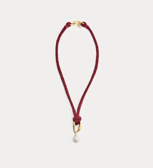 Forte gioielli collana corda con gioiello scultoreo e melograno perlato pomegranate