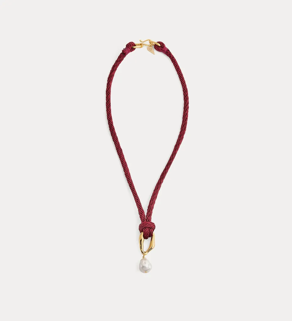 Forte gioielli collana corda con gioiello scultoreo e melograno perlato pomegranate