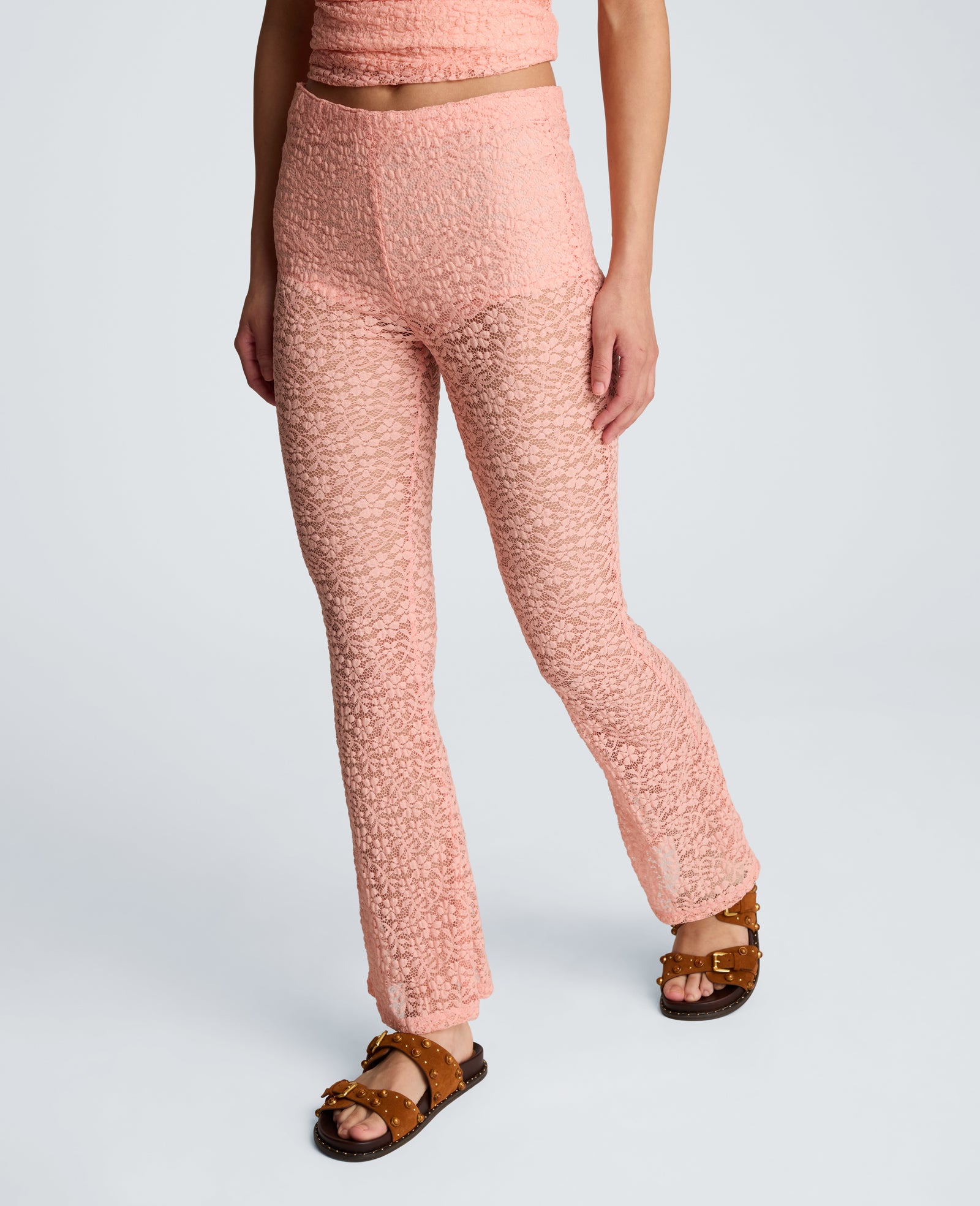 Kenneth Cole Reaction Clothing Stretch Lace Pull On Flare Pant with Inner Short pantaloni flare pesca con shorts