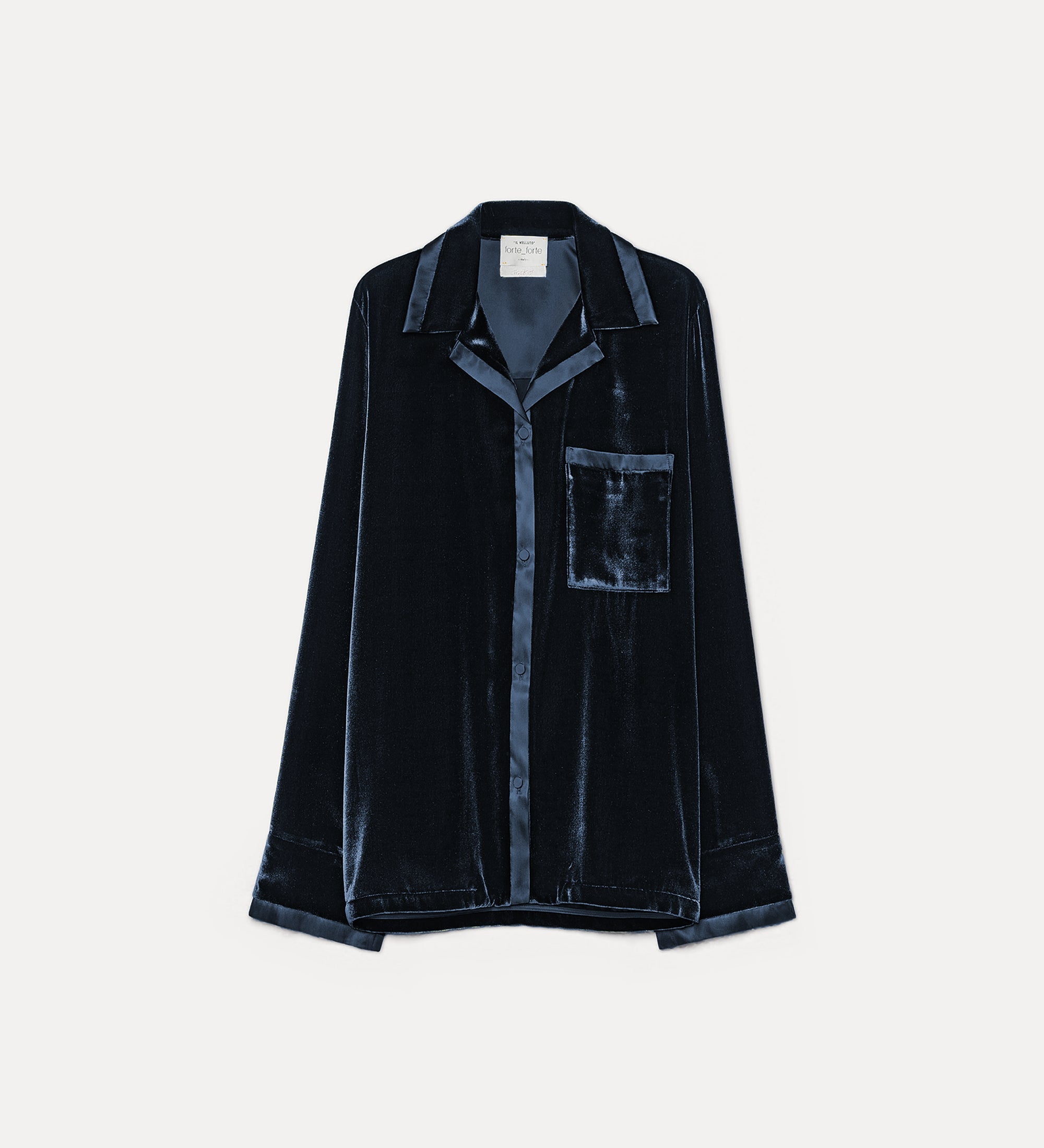 Forte camicie silk and viscose velvet pyjama shirt camicia nera