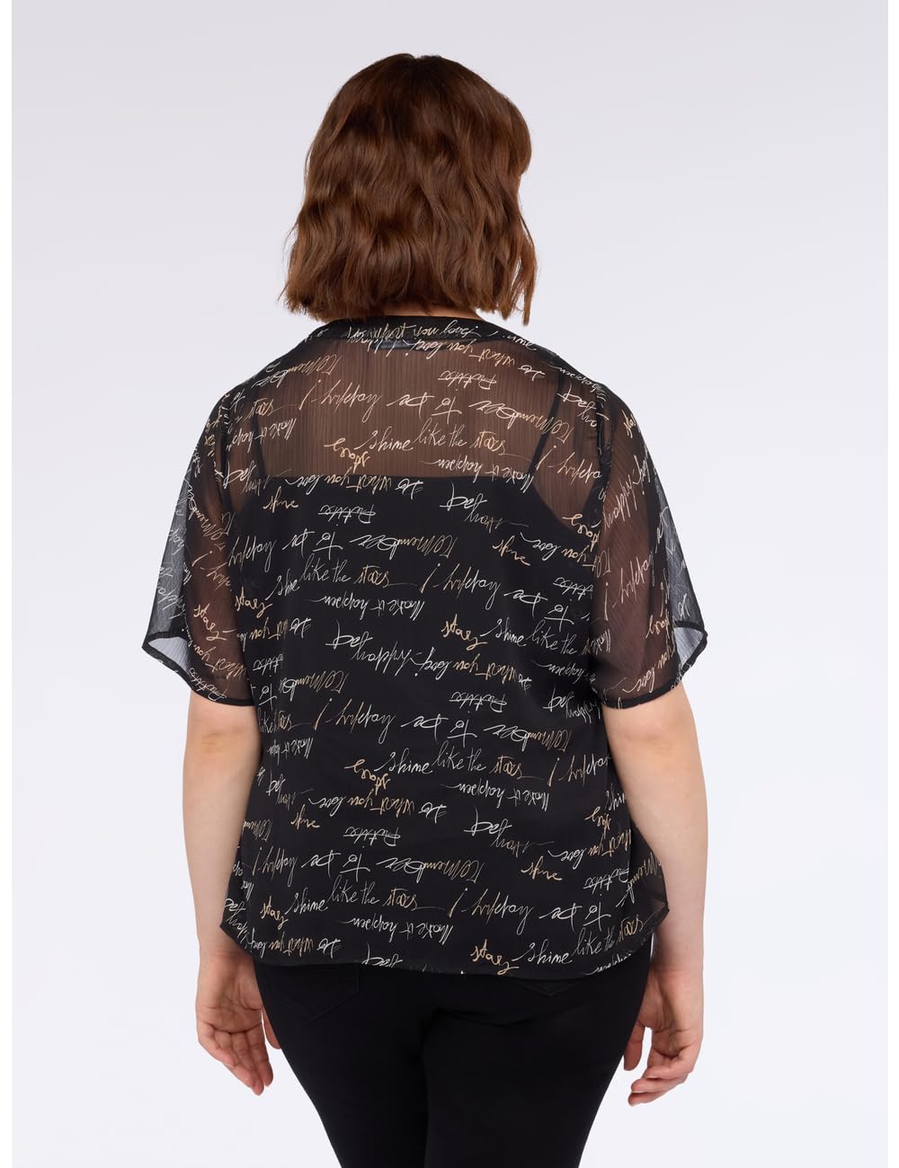 Fiorella Rubino Blusa stampa lettering in creponne 50 Plus