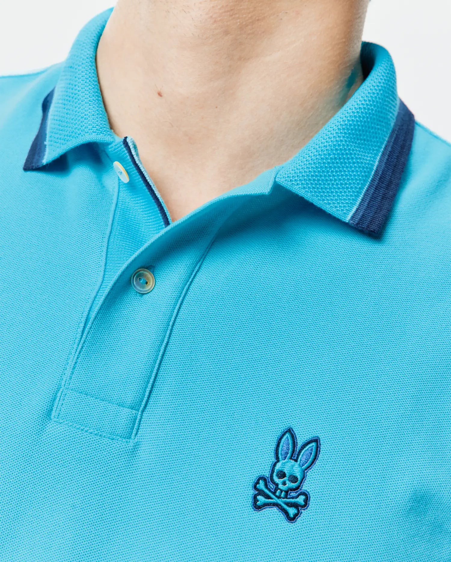 Psycho Bunny Men's Polos Holden Pique Polo uomo blu atoll cotone Pima