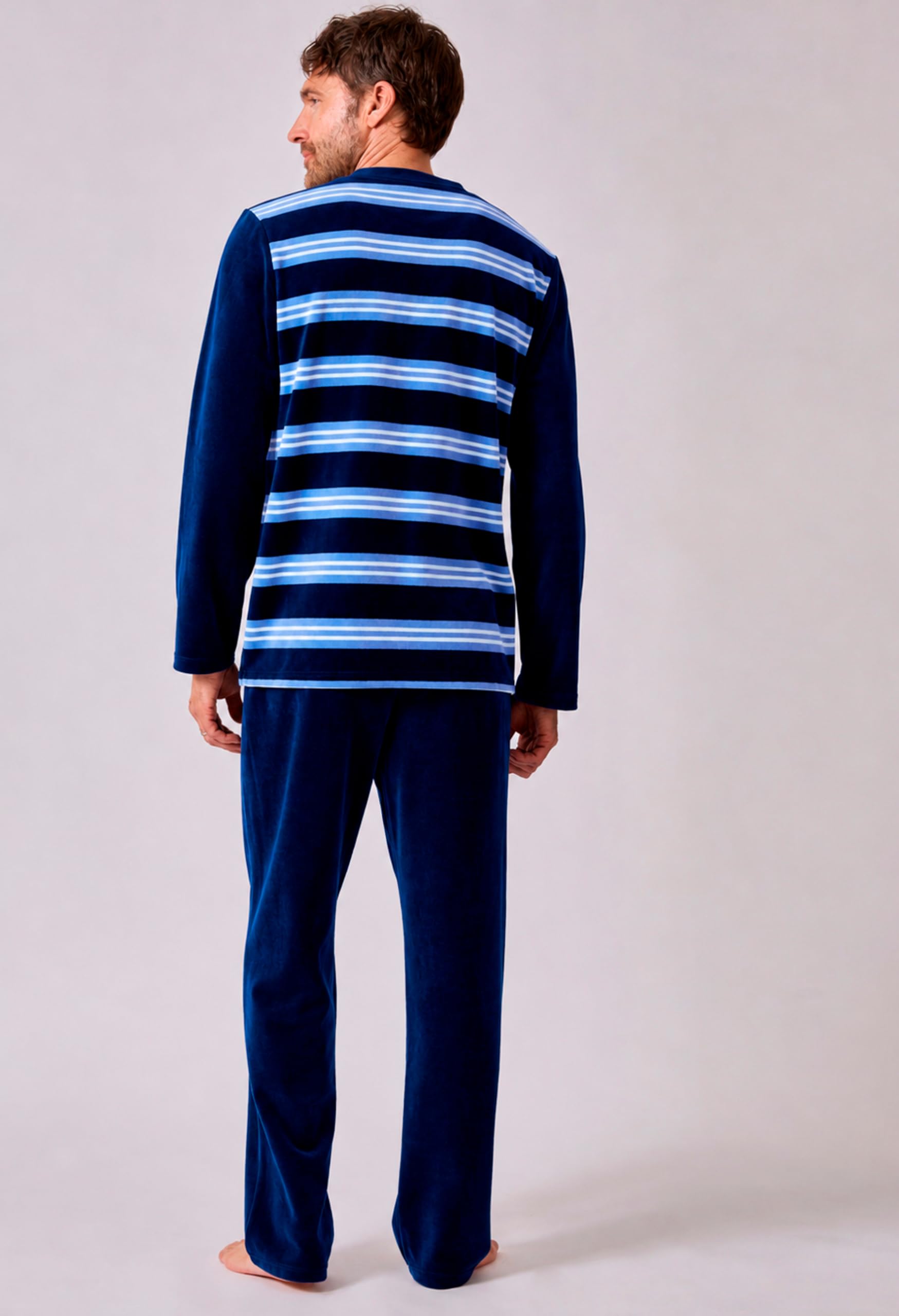 Damart Homewear pigiama uomo XXL blu a righe in velluto