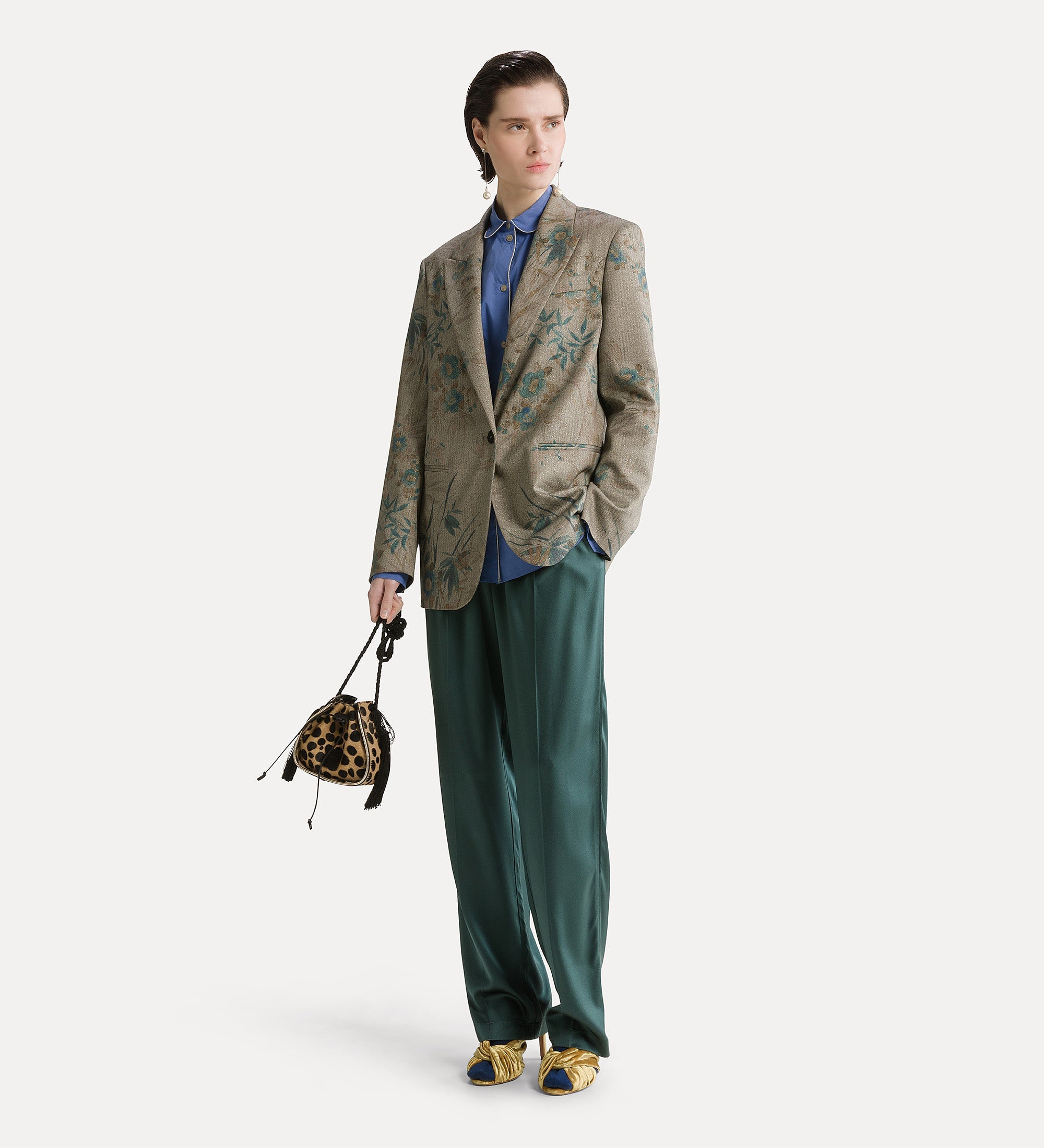 Forte camicie camicia in popeline di cotone blu Oxford ricamata