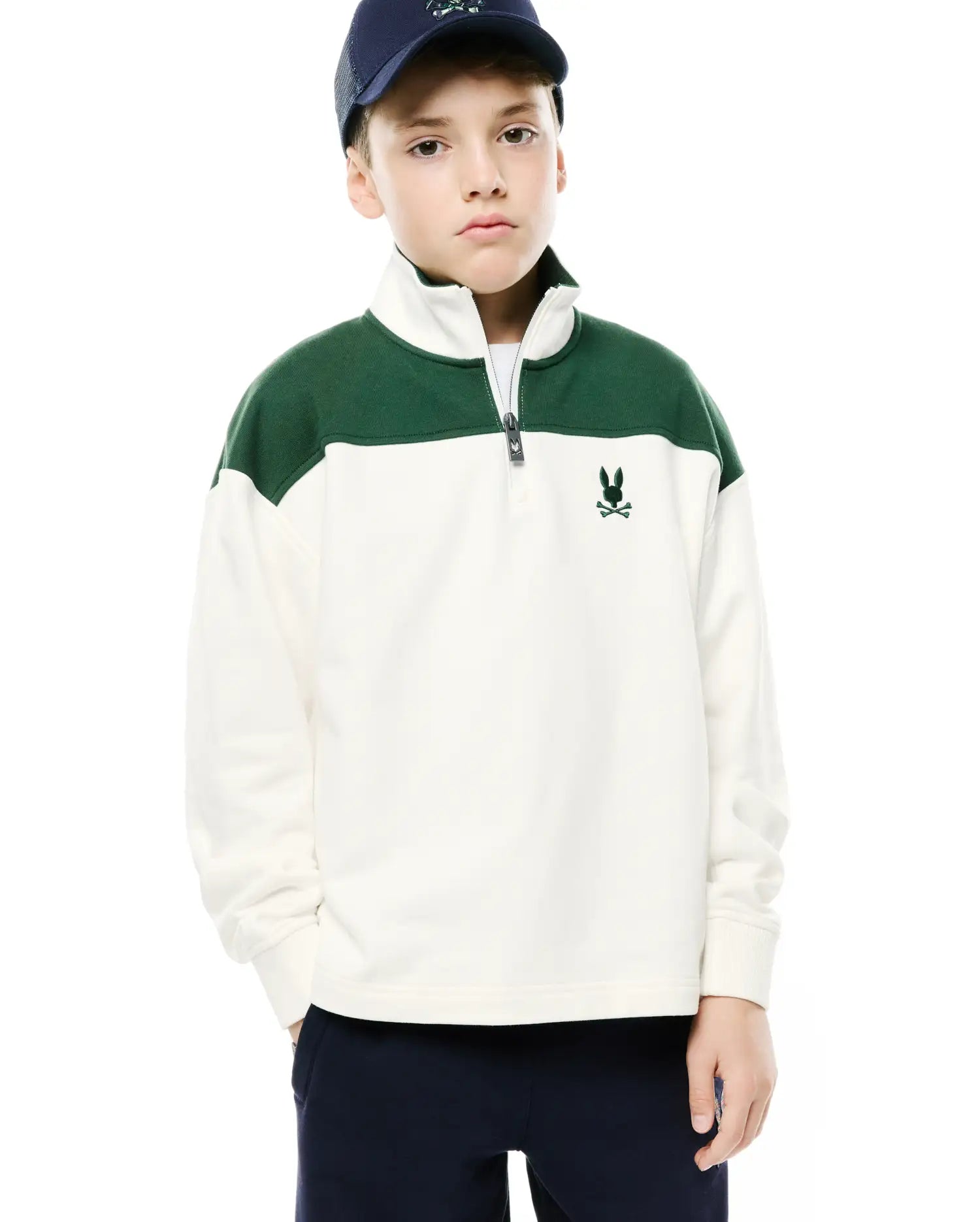 Psycho Bunny Gabe Quarter Zip Sweatshirt KT0500097 felpa bambini ecru