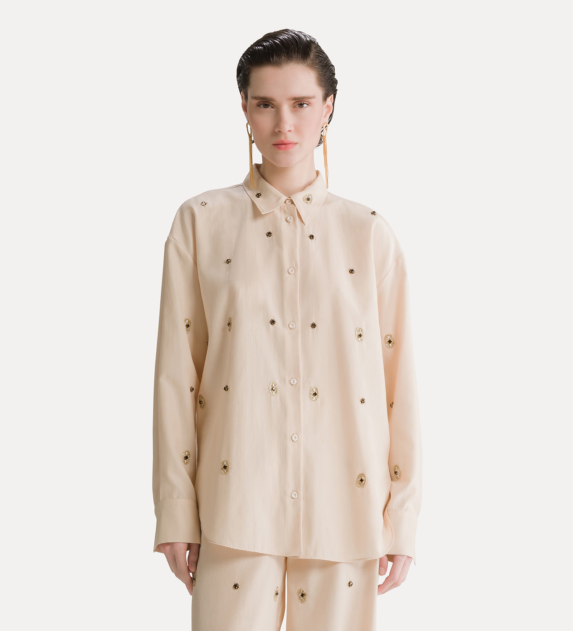 Forte camicie camicia in twill ricamo Le Club Loto