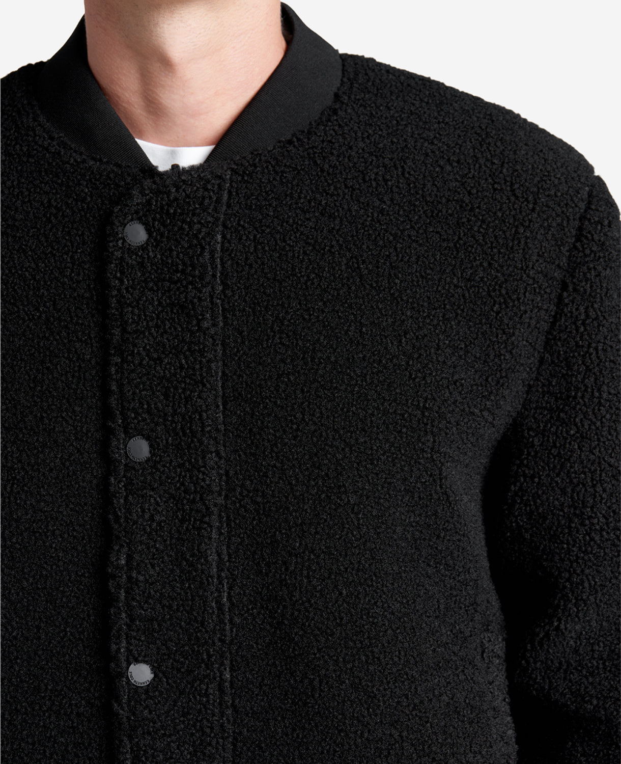 Kenneth Cole Reaction Clothing Reversible Sherpa Bomber Jacket giacca nera reversibile