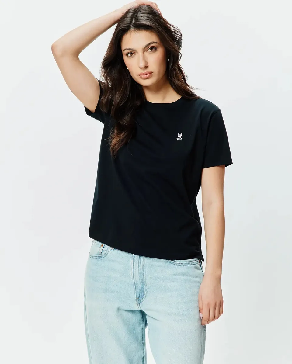 Psycho Bunny Women's Tops Classic Tee WT0200005 t-shirt nera slim fit in cotone Pima
