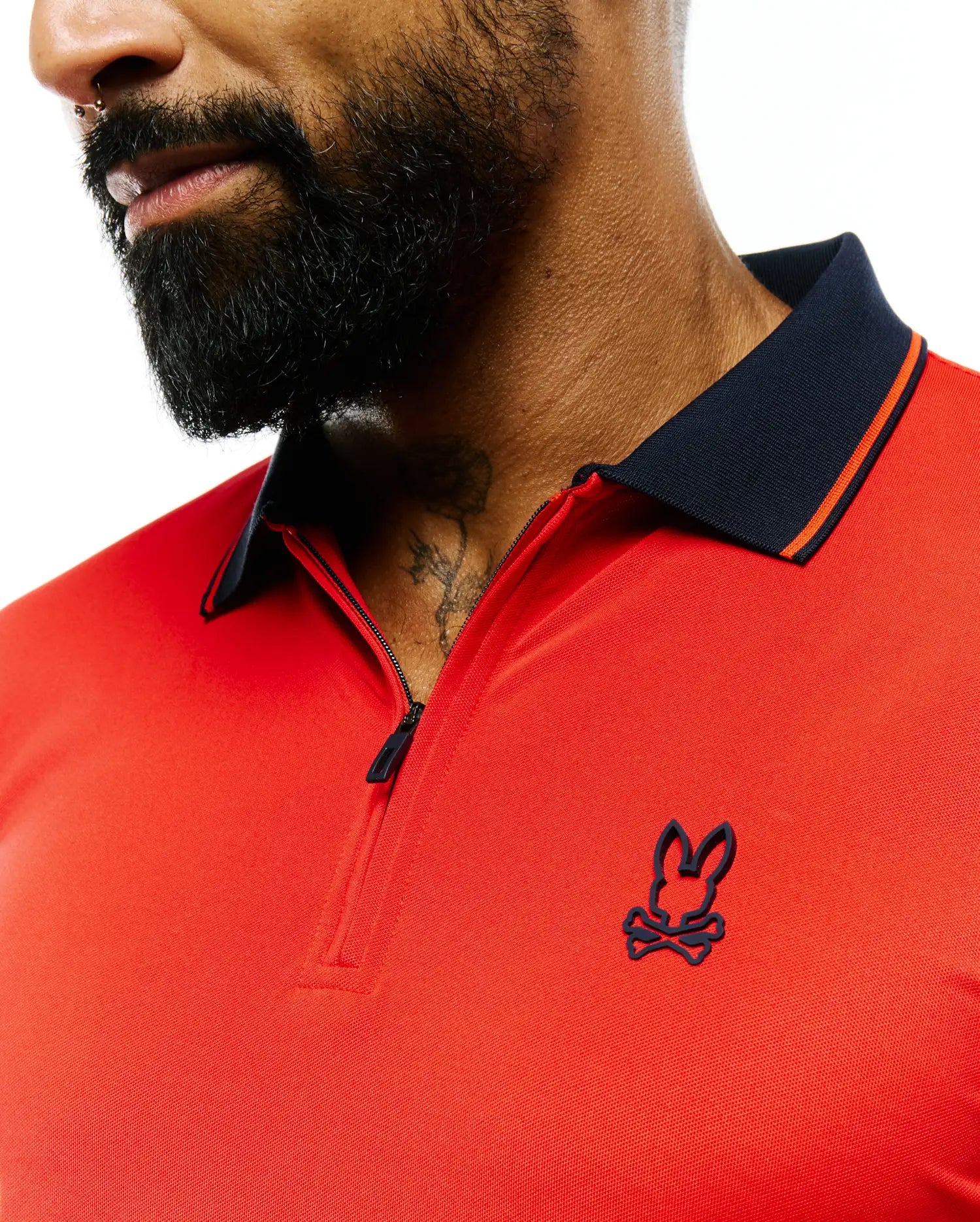 Psycho Bunny Men's Polos Odin Zip Sport Polo polo rossa slim traspirante