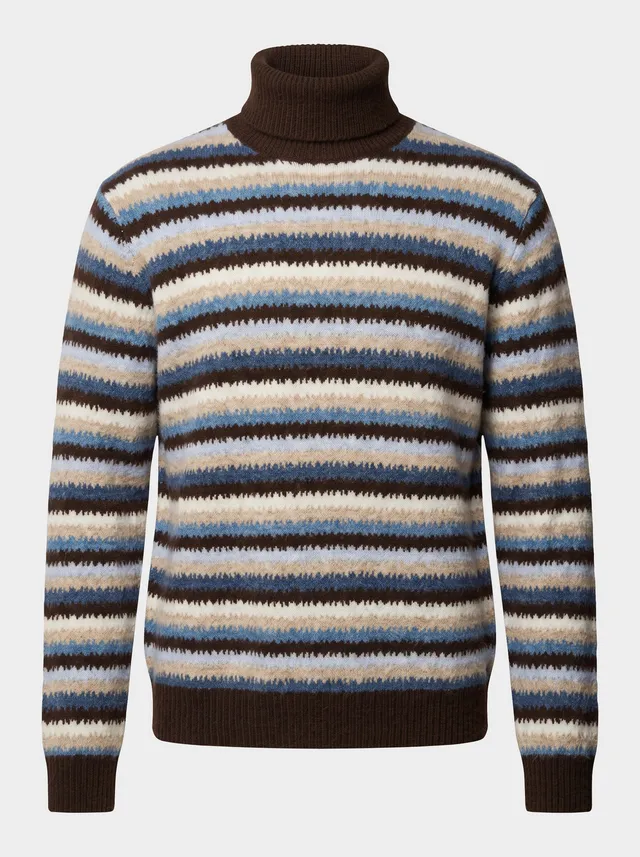 Markup Uomo Maglieria Dolcevita Cardato Rigato Multicolor maglione