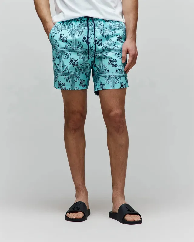 Psycho Bunny Men's Swimwear Luke Swim Trunk 6" costume uomo stampa paisley