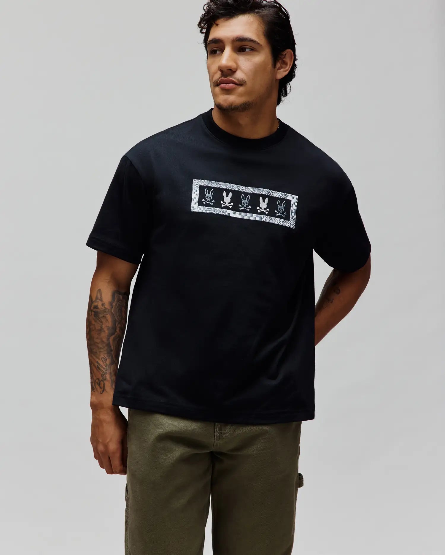 Psycho Bunny Men's Tees Olivier Oversized Tee MT0200204 T-shirt nera