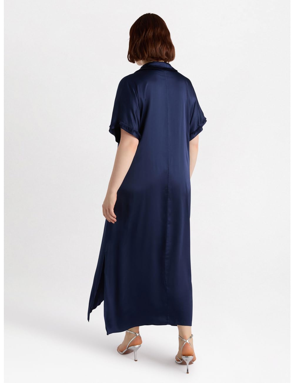 Fiorella Rubino Vestiti Vestito Lungo in Raso Curvy Size XS Plus Blu da sera