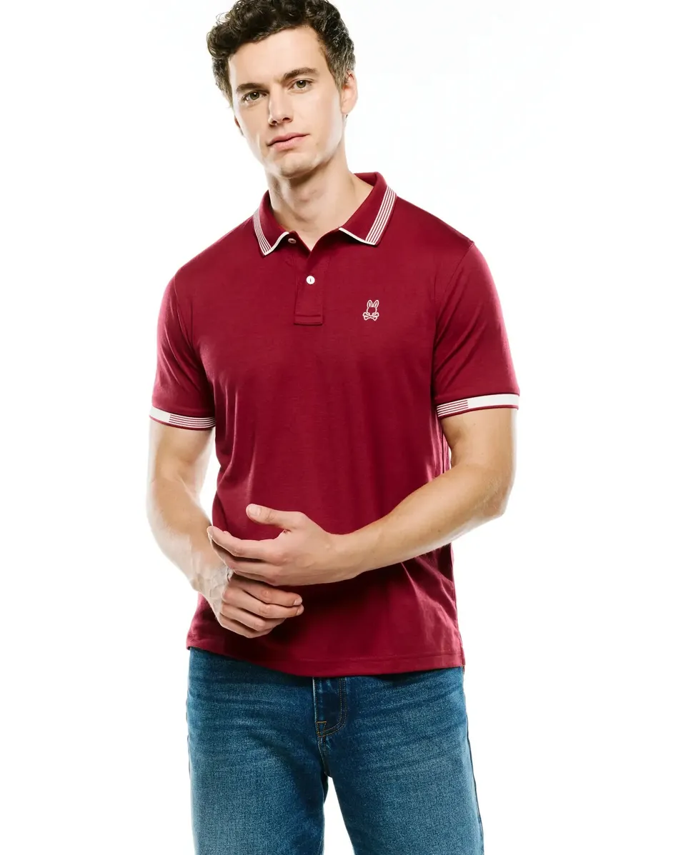 Psycho Bunny Men's Polos Timmy Interlock polo rossa regular
