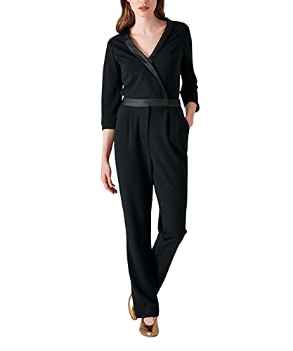 Damart Prêt-à-porter tuta pantaloni donna dettagli satinati nera 52