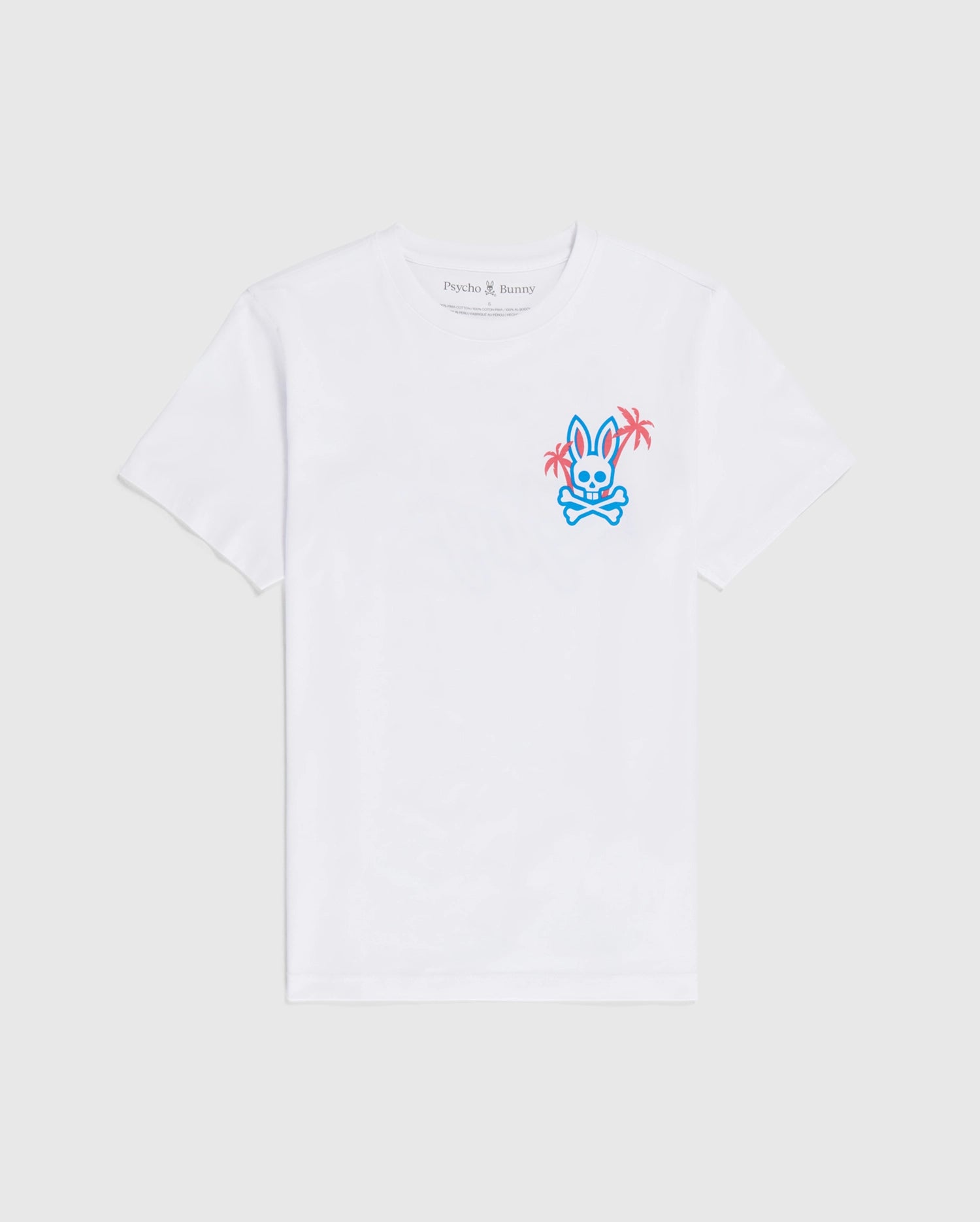 Psycho Bunny Men's Tees Los Angeles City Tee B6U861A2PC T-shirt bianca in cotone Pima