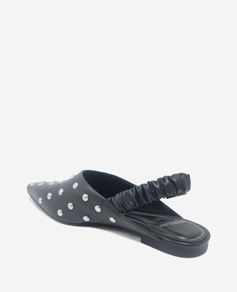 Kenneth Cole Reaction Shoes Nicola Studded Leather Slingback Sandal sandali neri in pelle borchiata