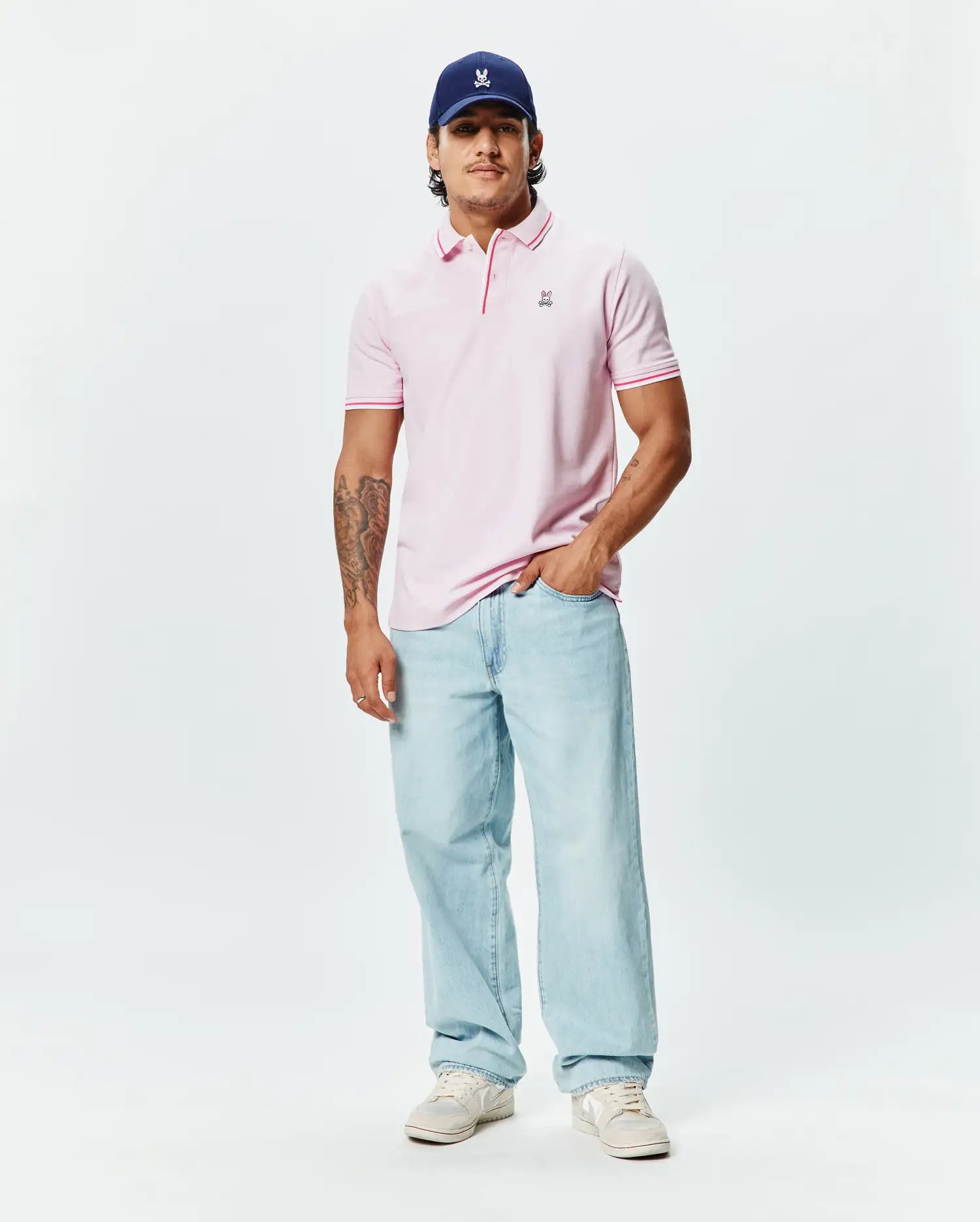 Psycho Bunny Men's Polos Faye Pique Polo polo rosa taglie uomo