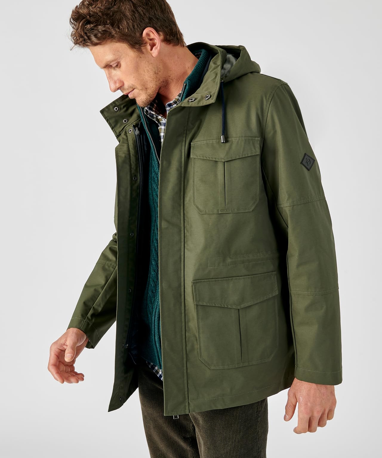 Damart Thermolactyl parka idrorepellente 3 in 1 con gilet verde kaki XS