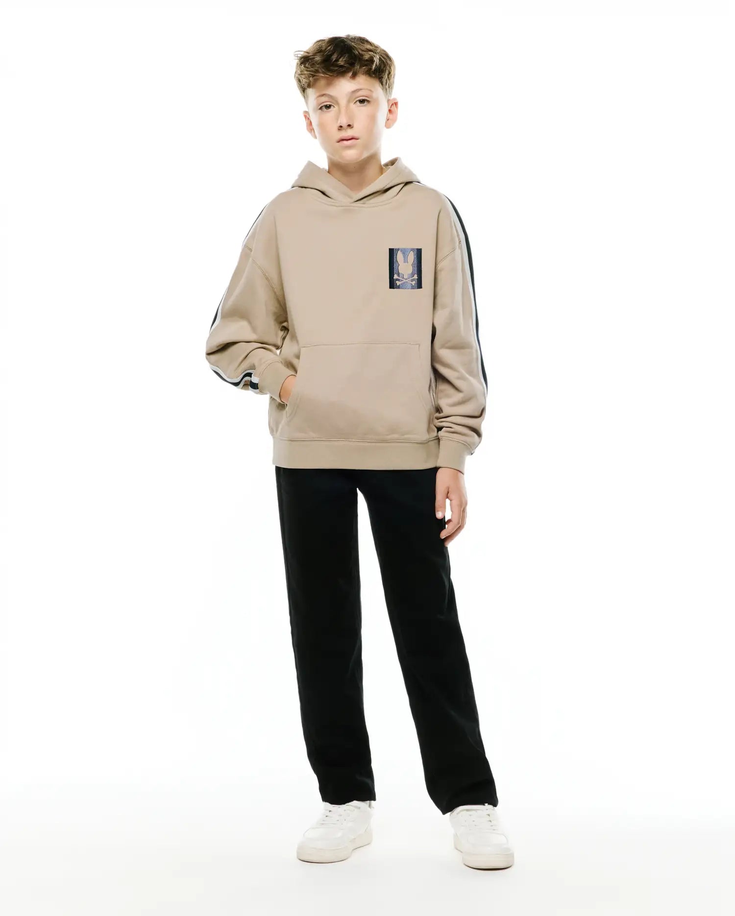Psycho Bunny Ty French Terry Hoodie KT0500096 felpa bambini beige