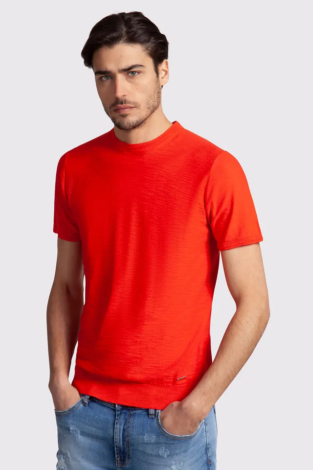 Markup Uomo Maglieria Girocollo cotone fiammato manica corta maglia