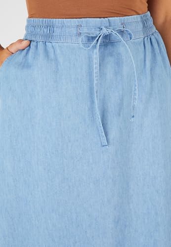 Damart Prêt-à-porter gonna chambray Blu Denim Pastello 54 ampia