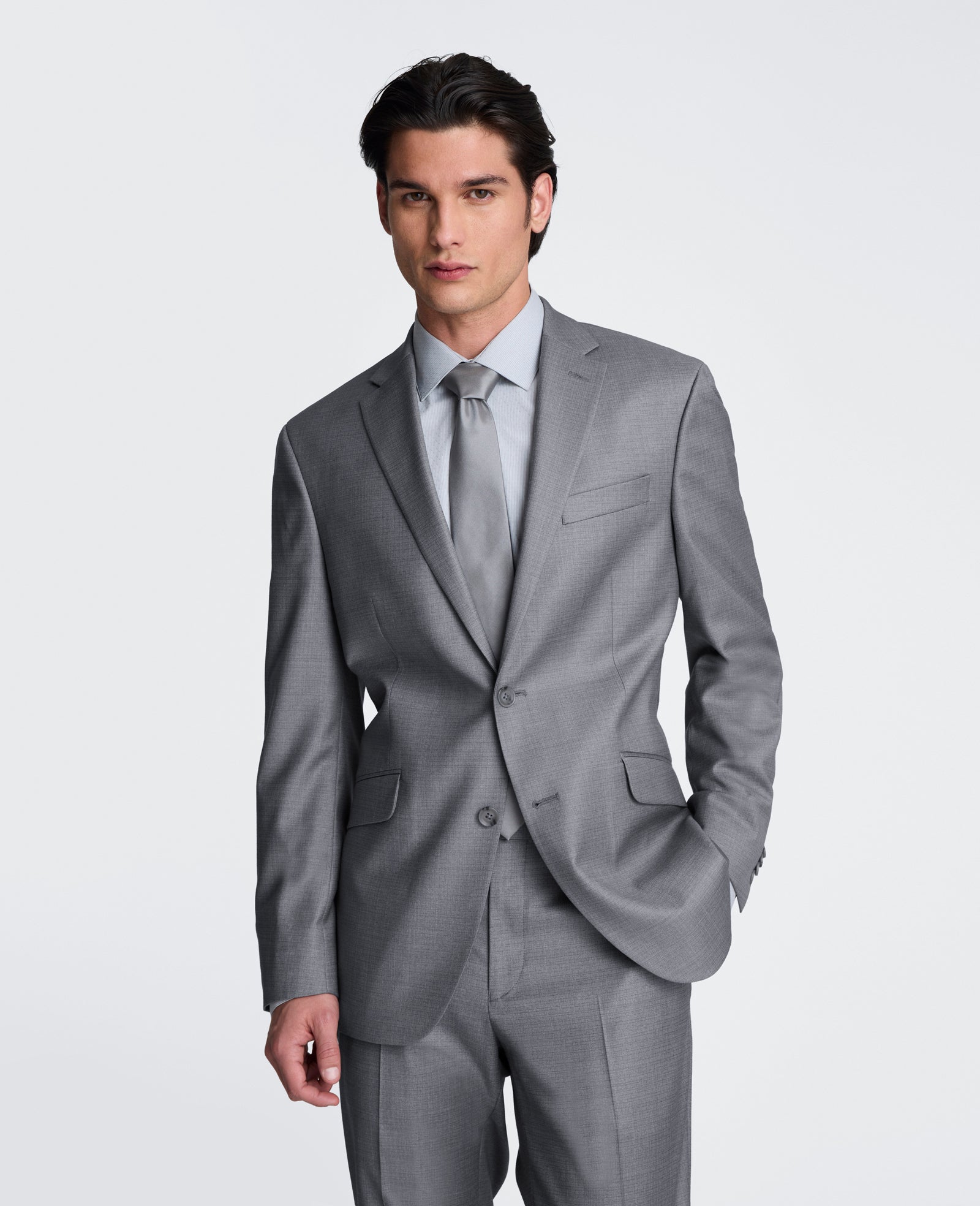 Kenneth Cole Reaction Clothing Slim-Fit Stretch Suit Separate Jacket giacca grigio chiaro