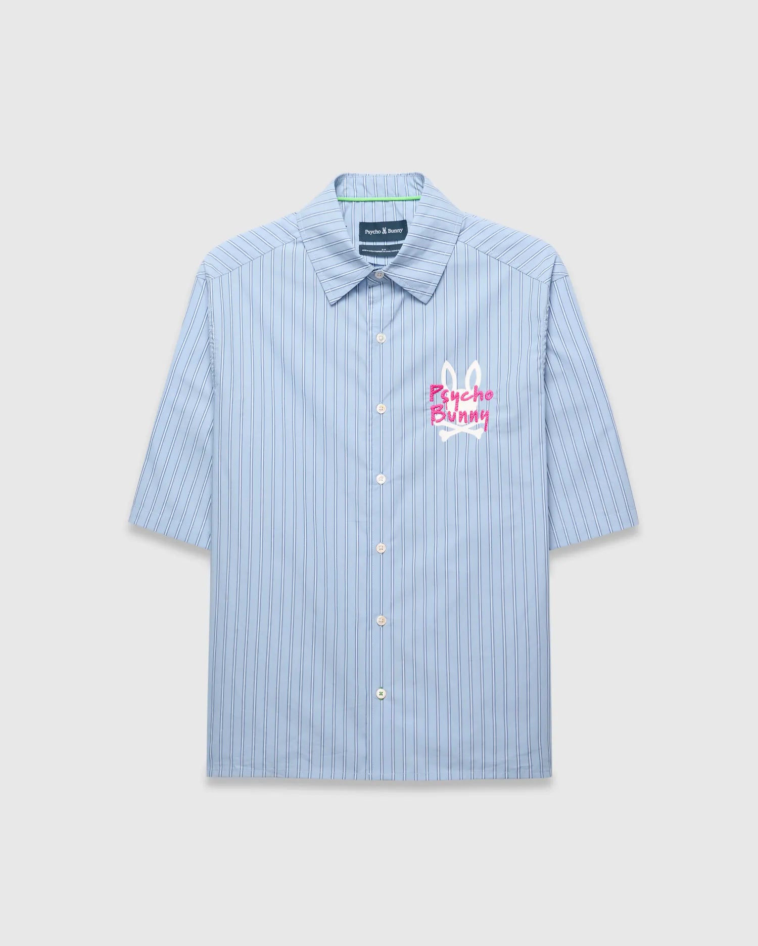 Psycho Bunny Men's Shirts Duncan Stripe Shirt camicia Kentucky Blue in cotone