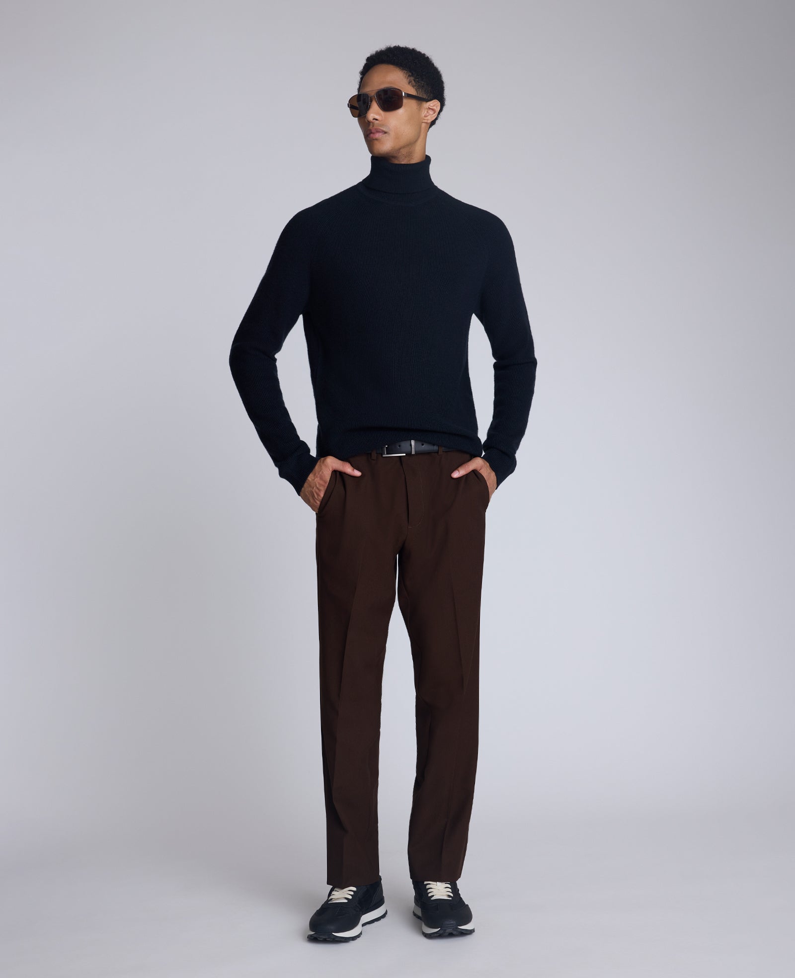 Kenneth Cole Reaction Clothing Foldover Turtleneck Sweater maglione nero collo alto