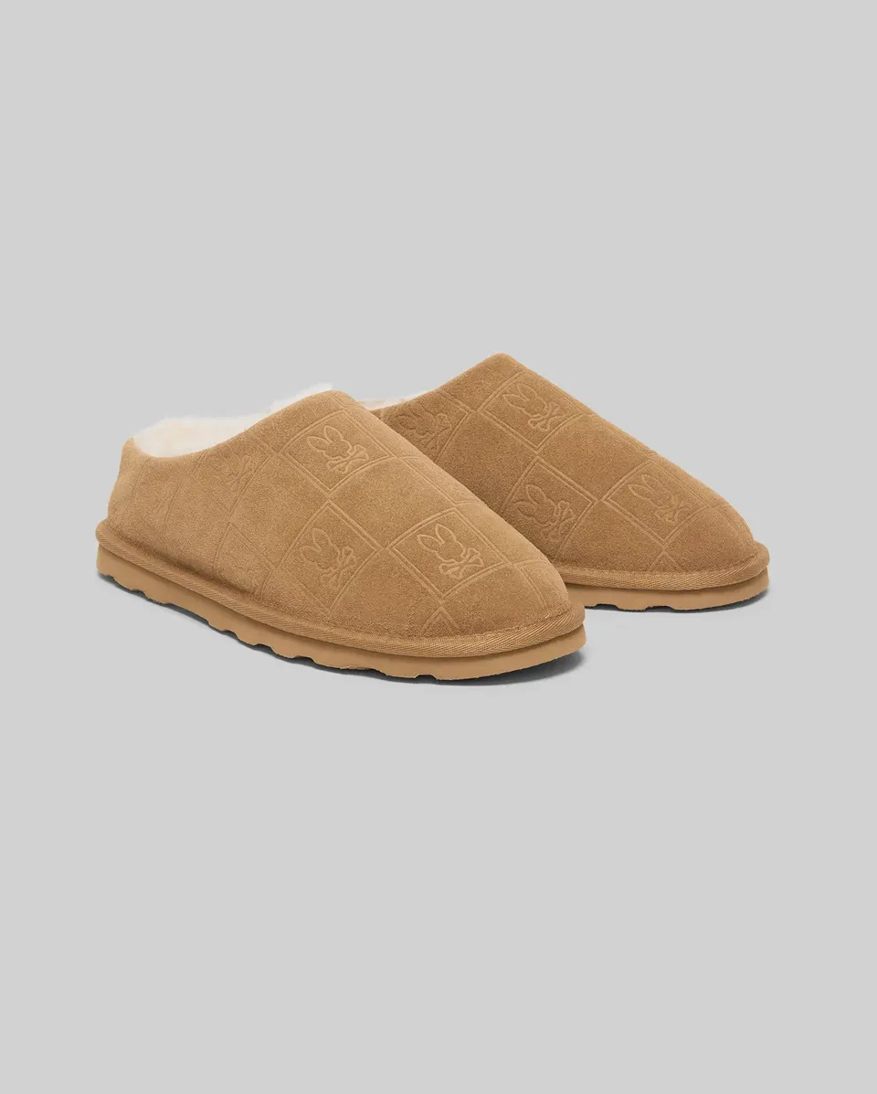 Psycho Bunny Accessories MENS GIO SUEDE SHEARLING SLIPPERS MO1600001 pantofole marroni camoscio